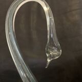 Large swan 31cm in glass crafts France glass bird statue vintage old