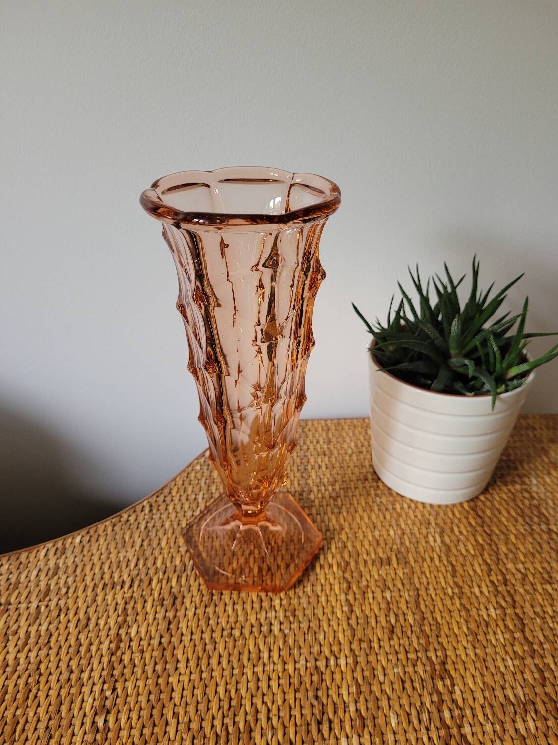 High Art Deco vase pink glass