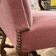 Armchair Voltaire or shepherdess and foot rest in pink velvet Louis XVI
