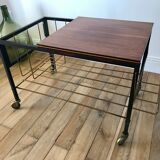 Desserte range-vinyle en formica et laiton années 70
