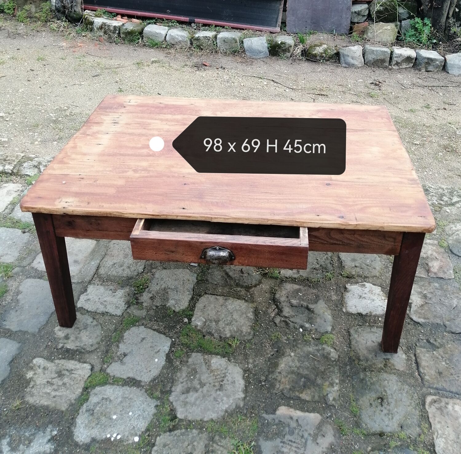 Wooden farmhouse table