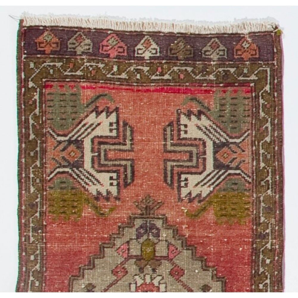 Vintage Accent Rug. Wool Turkish Seat Cover. Rustic Kitchen Rug. Handmade Door Mat. Bath Mat