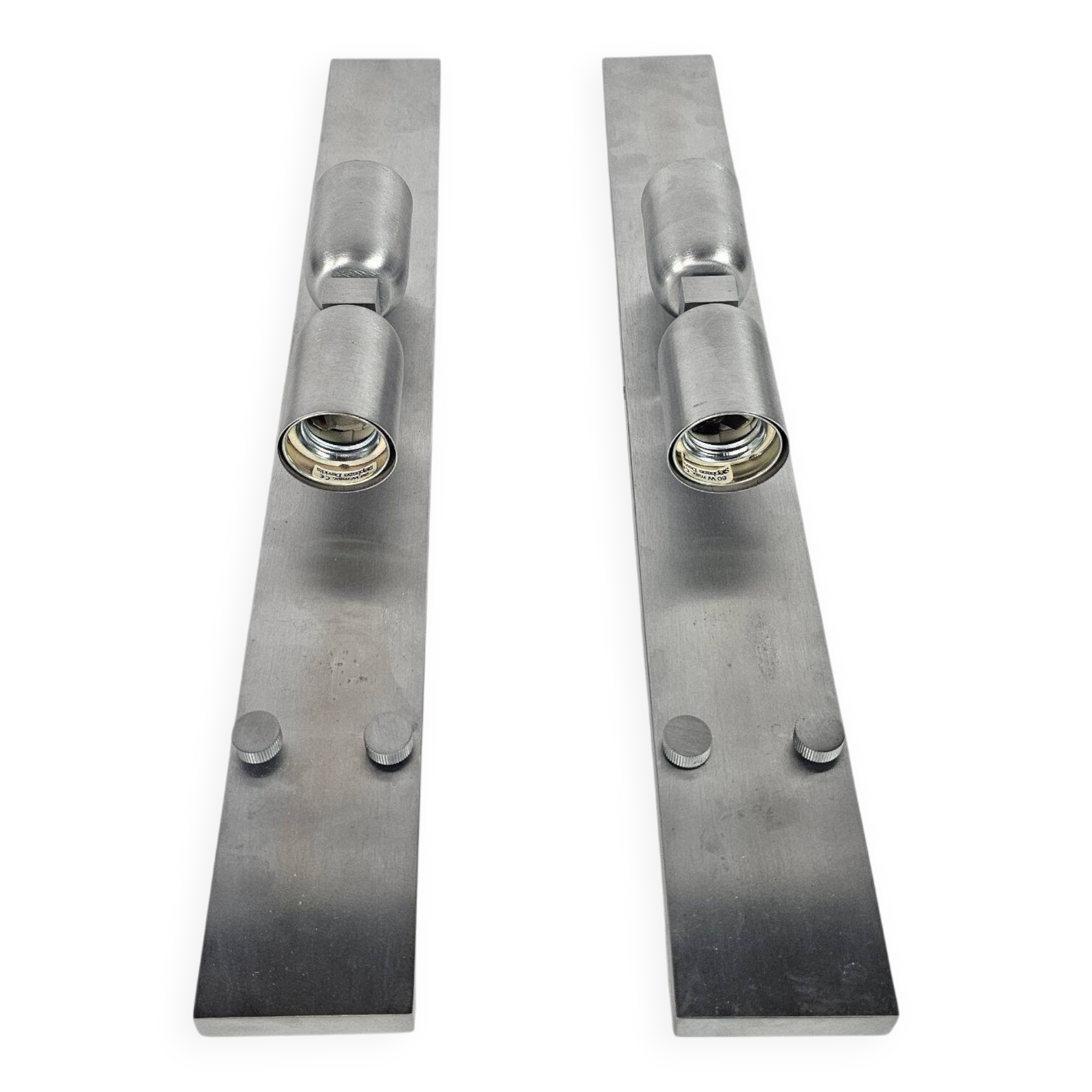 Wall lamps (2) - design Stéphane Davidts - brushed steel - Belgium - 80's