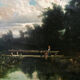 <paysage avec des ponts et des gens>, peintre italien du 19ème siècle