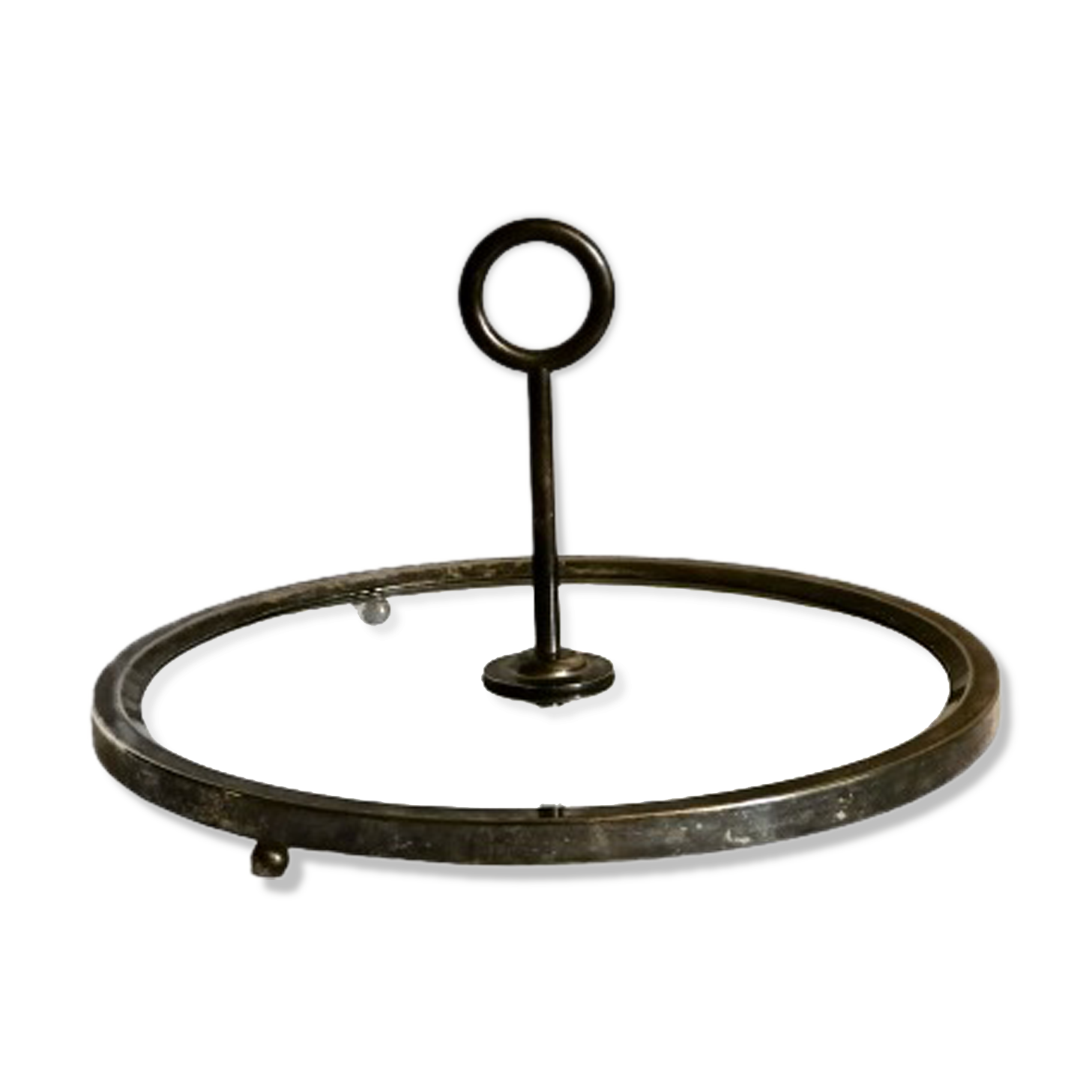 Glass cheese platter and silver metal