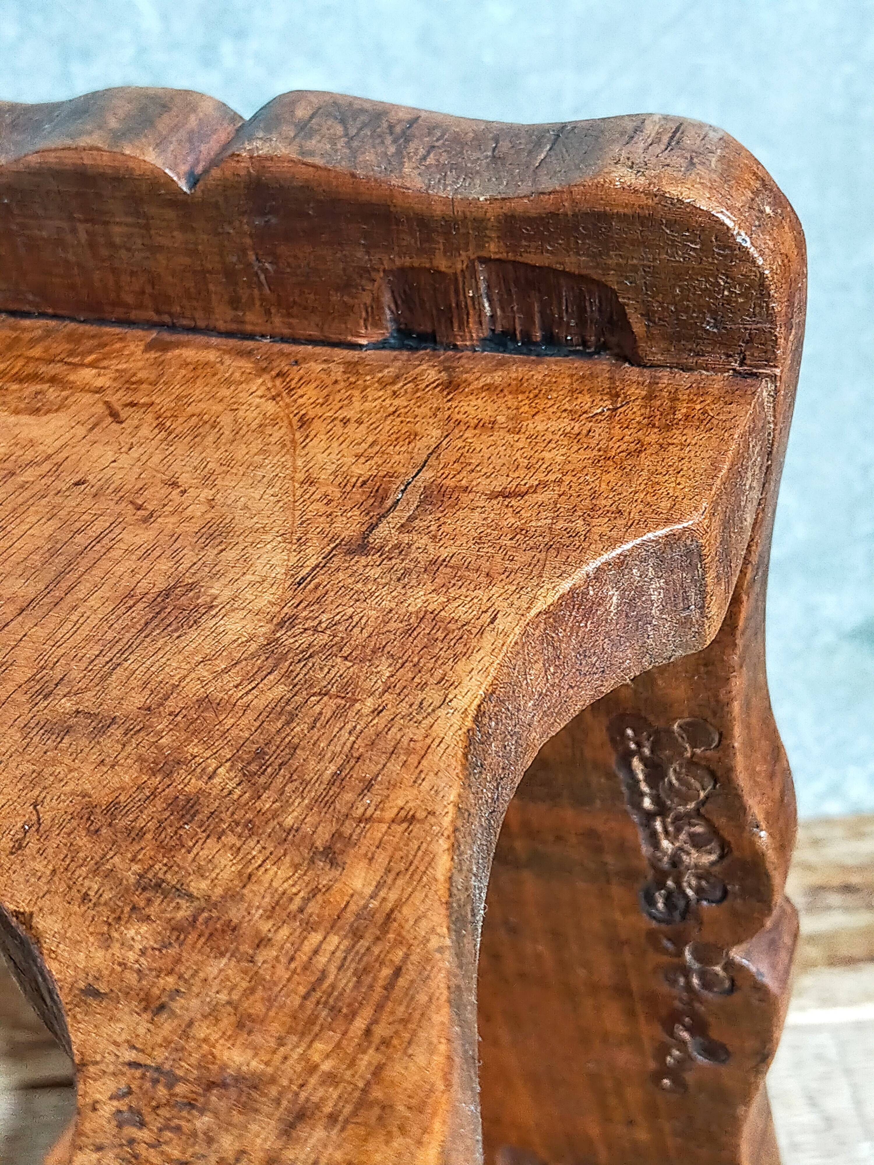 Old solid wood footrest stool