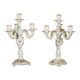 Pair of candelabra with 4 light sources in porcelain. Late 19th century.