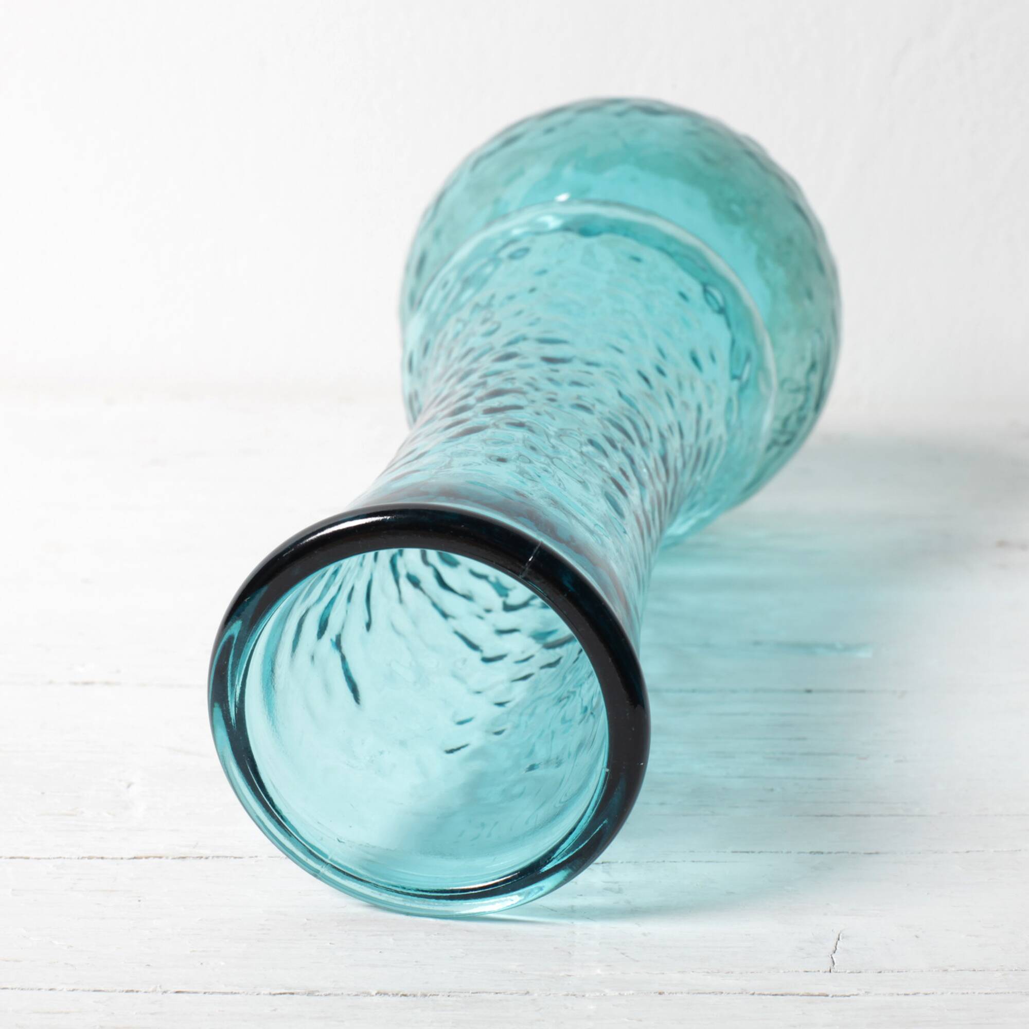 Turquoise Stylish Glass Flower Vase / Bibi / Italy / 1980s