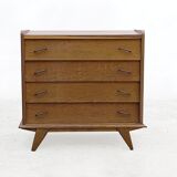 Vintage chest of drawers wood compass feet 1950s