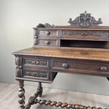 Bureau En Chêne Sculpté, Style Renaissance, XIXe Siècle