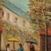Michel Pabois - Parisian Terrace - Oil on canvas.