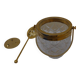 Seau à glace en verre et métal doré  avec sa cuillière en métal doré-Très bon état