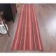 Vintage Turkish hand-knotted wool cotton red kilim runner rug 75x312