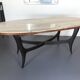 Vintage Italian wood and white marble dining table from 1950s