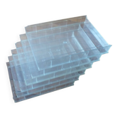6 transparent bins / drawers "Plastiroir" vintage 1970