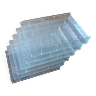 6 transparent bins / drawers "Plastiroir" vintage 1970