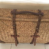 Wicker suitcase vintage rattan leather deco antique