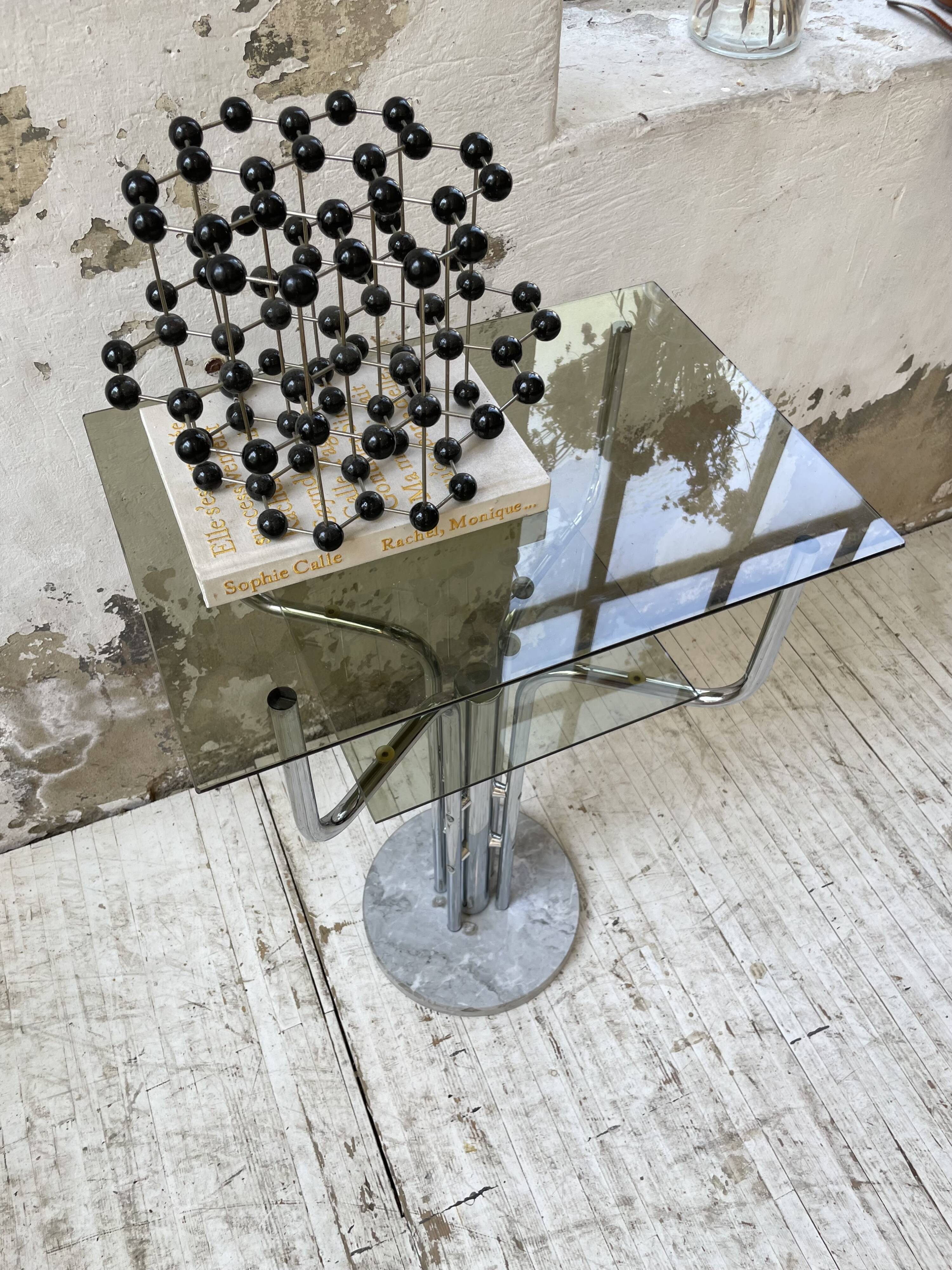 80s glass and marble console