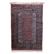 Handmade vintage Uzbek Bukhara rug 64cm x 94cm 1950s