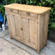 Antique patinated Parisian buffet with shell handles.