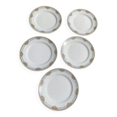 5 small art deco plates, Moulin des loups, orchies, Hamage, France, old and collector