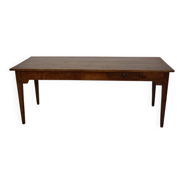 Table de salle à manger de ferme française rustique en chêne antique, datant de la fin du 19ème siècle.