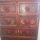 Small antique Indian piece of furniture hand-painted – tallboy / chest of drawers with 10 drawers.