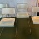 Set of 4 Italian Spilimbergo chairs in chromed steel and white plastic