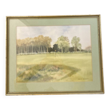 Watercolor Landscape Golf Course signed