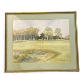 Watercolor Landscape Golf Course signed