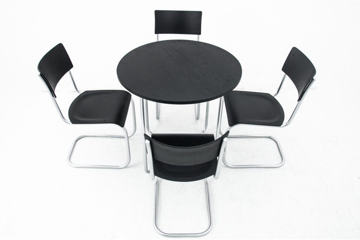 Dining table set table and 4 chairs by Mart Stam, Poland, 1930s