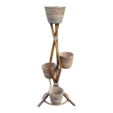 Rattan and bamboo plant holder from the 50s