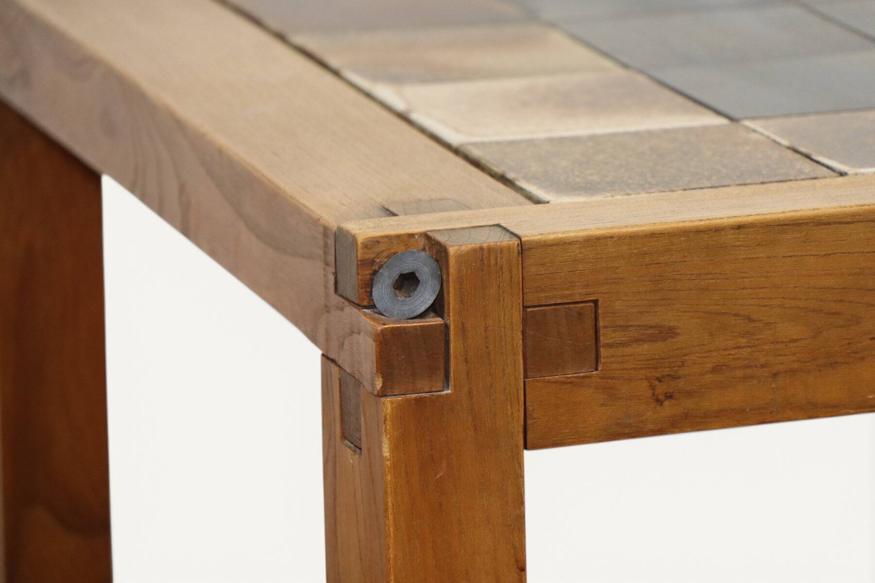 Coffee table by Pierre Chapo in solid elm and ceramic – circa 1960