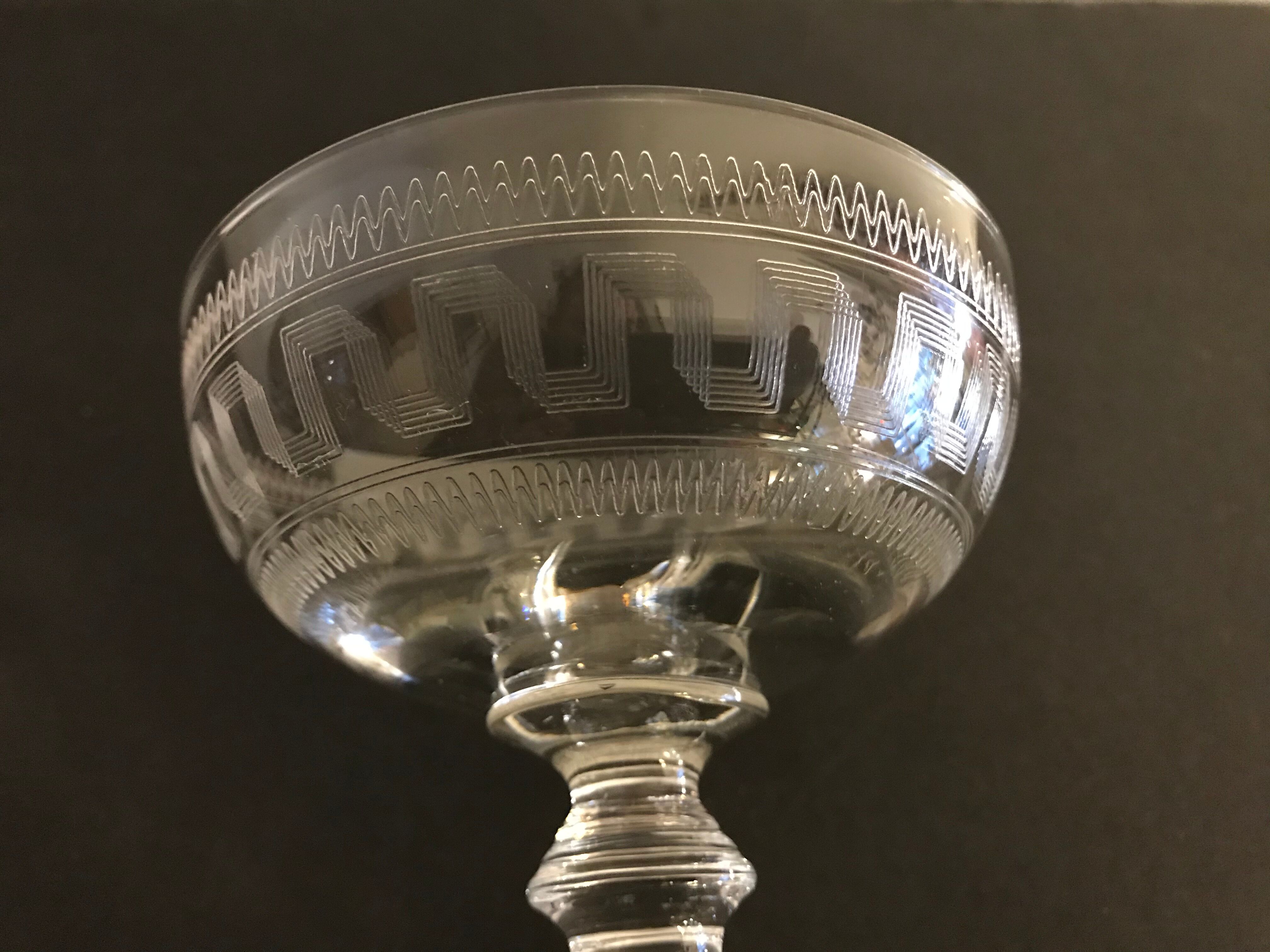 10 glass champagne glasses Greek décor