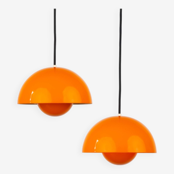 Paire de suspensions vintage danoises Flowerpot par Verner Panton, Louis Poulsen, 1968