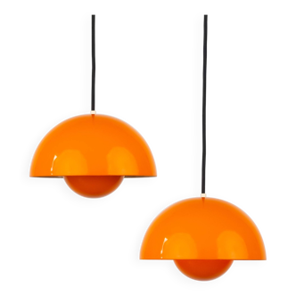 Paire de suspensions vintage danoises Flowerpot par Verner Panton, Louis Poulsen, 1968