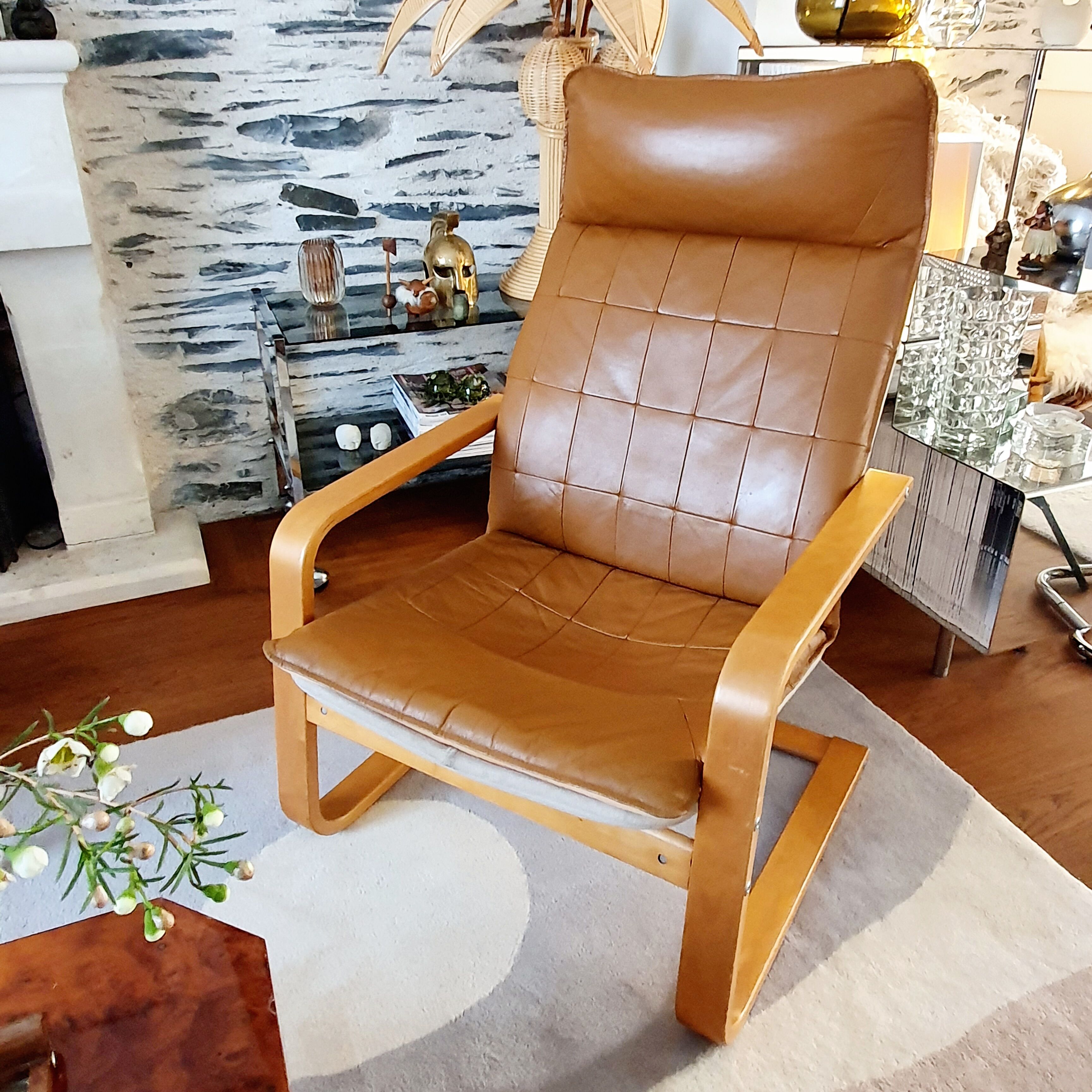 Poang leather armchair by Noboru Nakamura for Ikèa