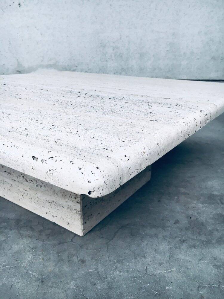 Italian Travertine Square Coffee Table, 1970s