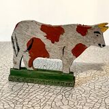 Wooden figurine, farm animals, cow; antique toy