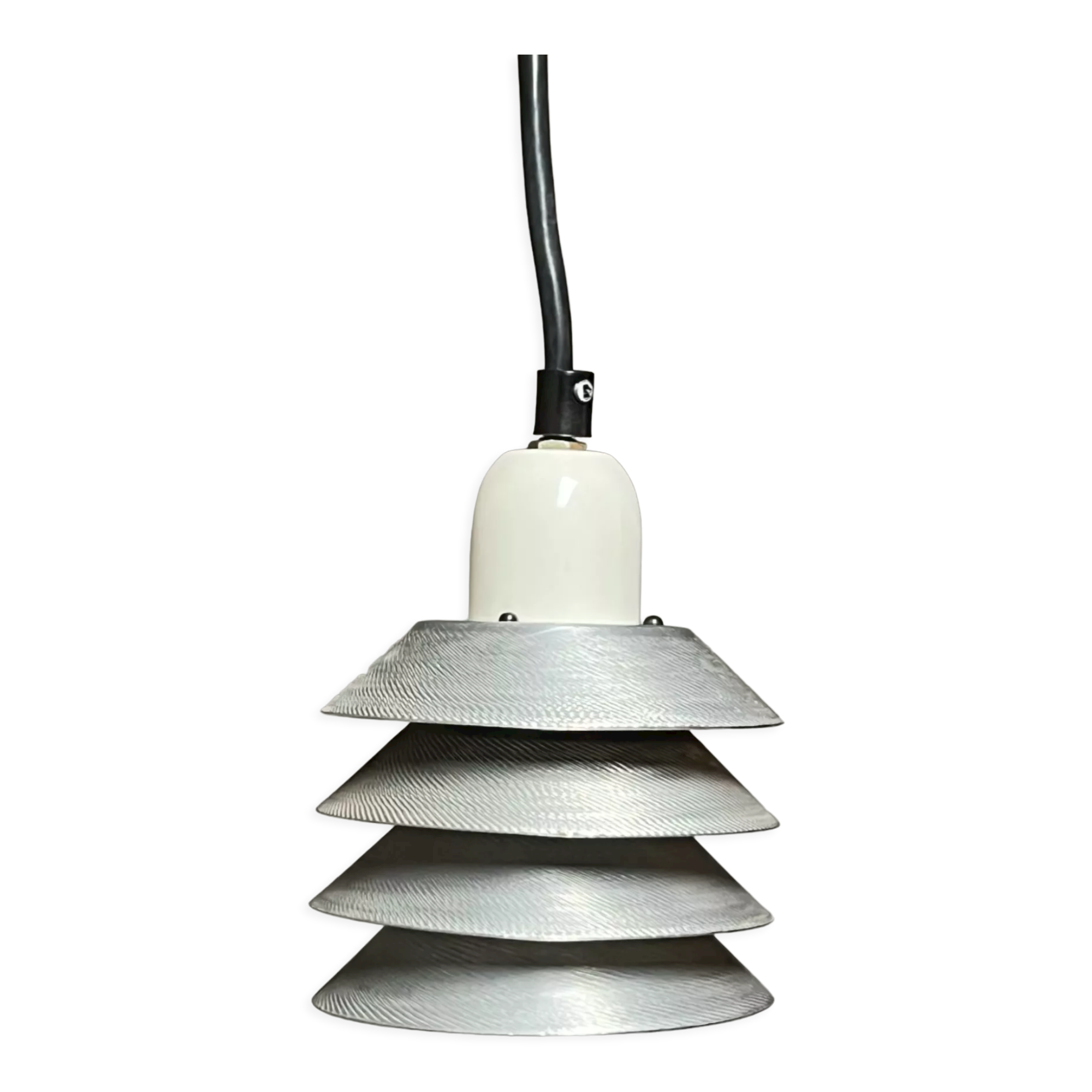 Pair of vintage pendant lights - 70s design metal lamps