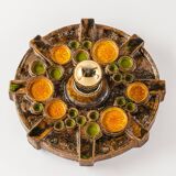 Sputnik wall lamp in brown and orange ceramic, Germany, 1970s.