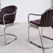Pair of vintage chrome chairs in Rinaldi style