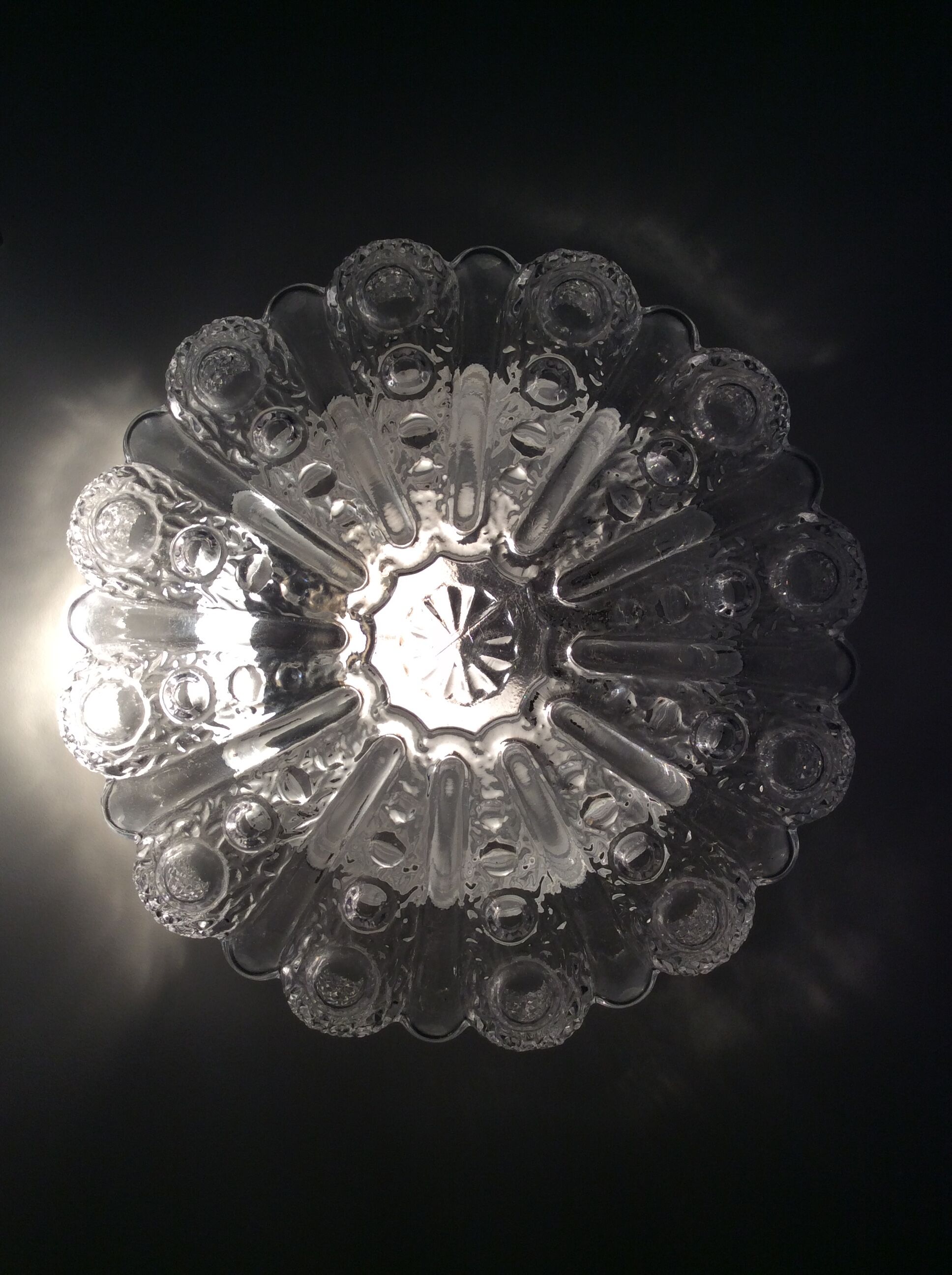 Ceiling lamp from the 70s in molded glass