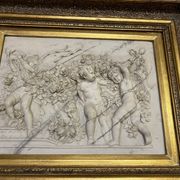 Marble high relief by François Duquesnoy "Putti, garlands and flowers" Paris, 1892