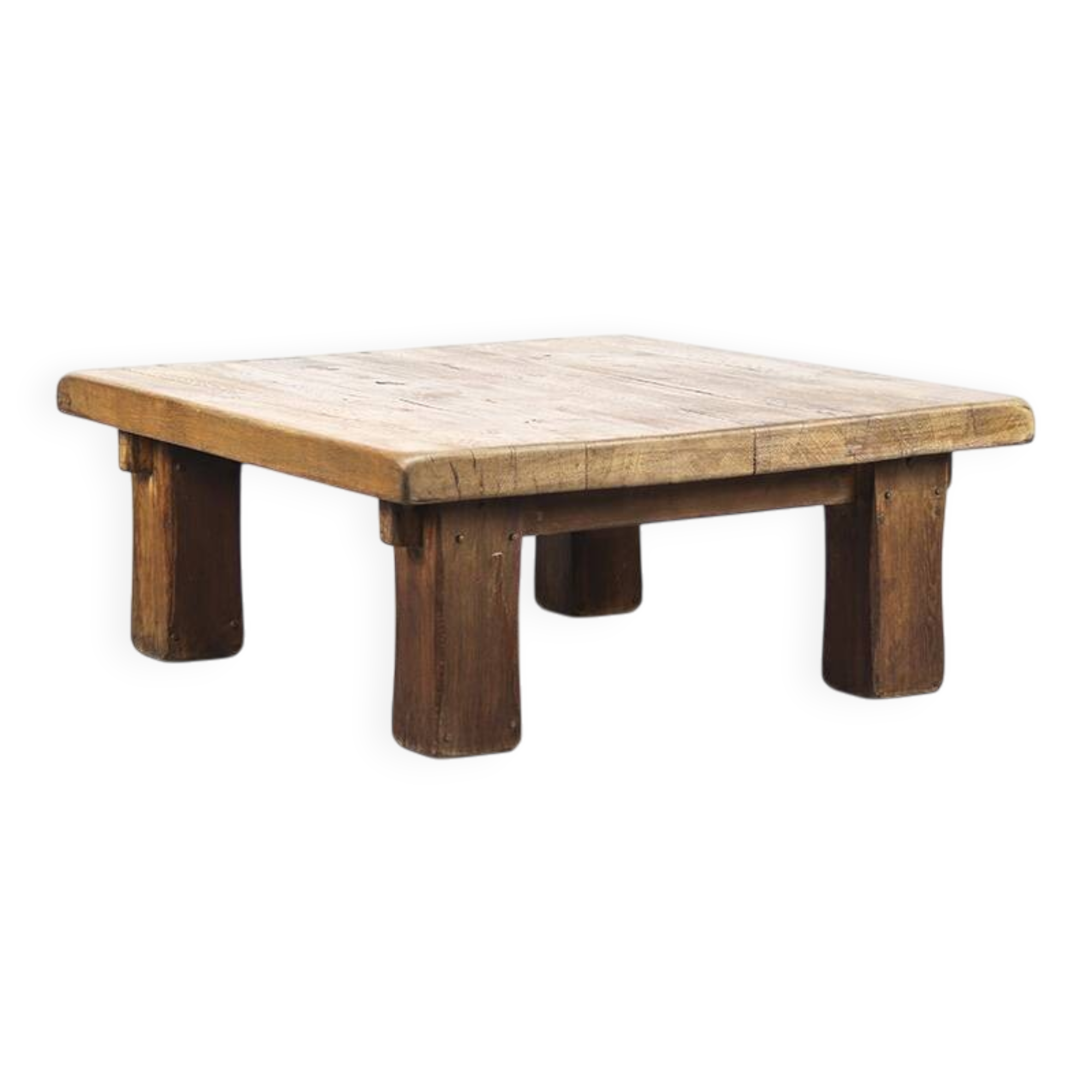 Large Rustic Vintage Brutalist Coffee Table in Oak