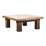 Large Rustic Vintage Brutalist Coffee Table in Oak