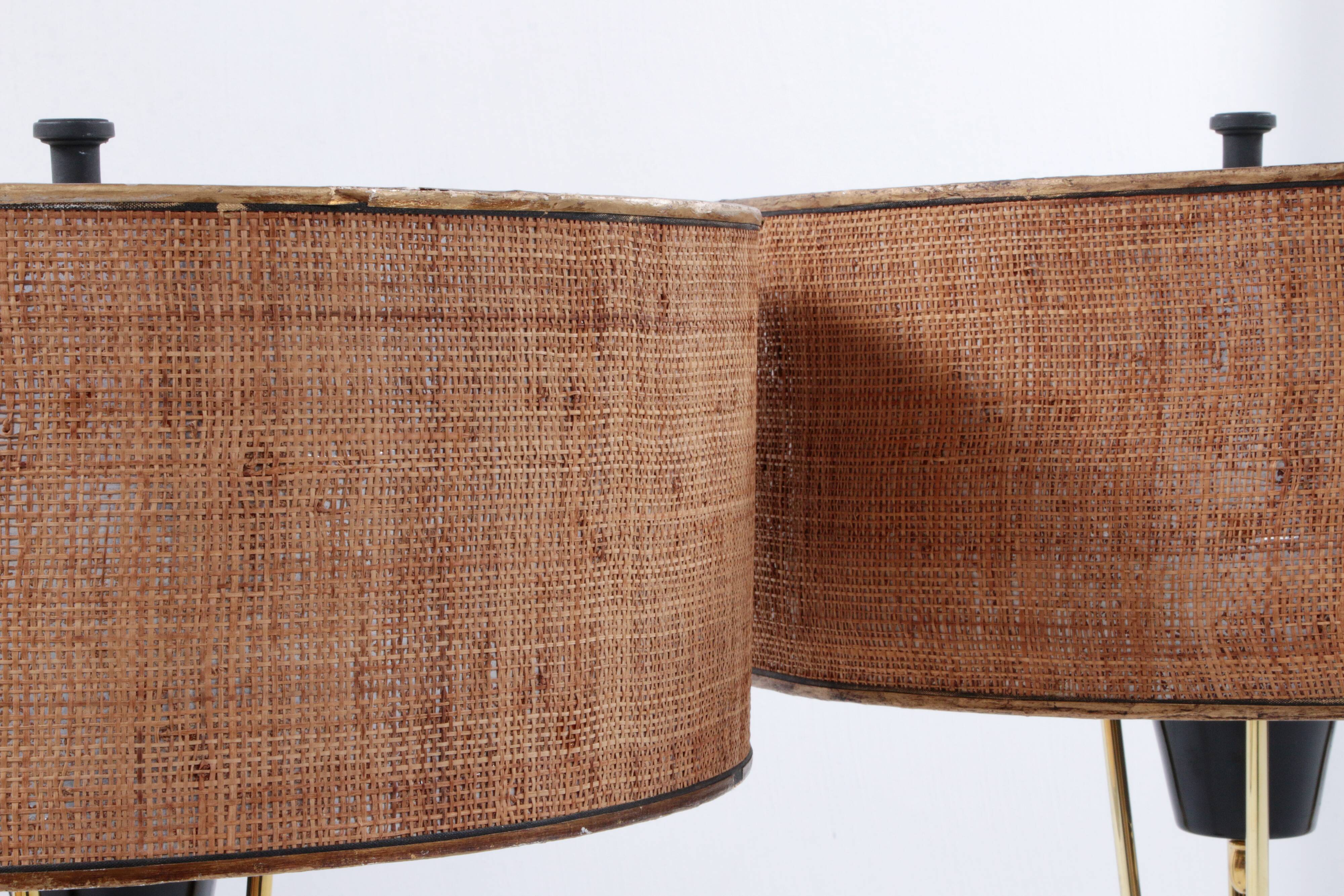 Stiffel Table lamps set Rare with original shade, 1950 USA.