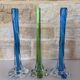 Trio de soliflore vase Murano vintage – verre soufflé bleu & vert – It