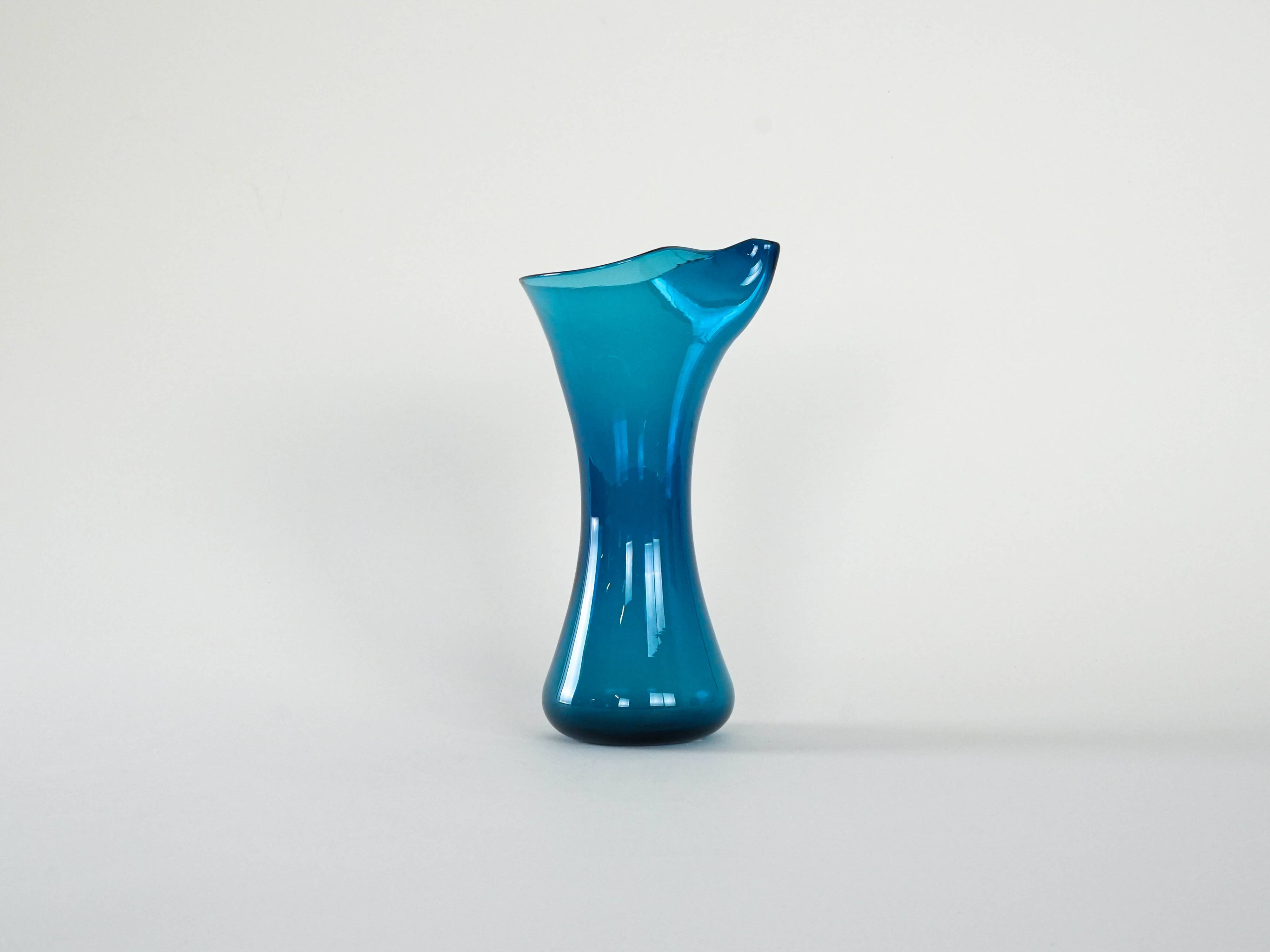 Cobalt glass jug, Danish design, 1950s, made in Denmark
