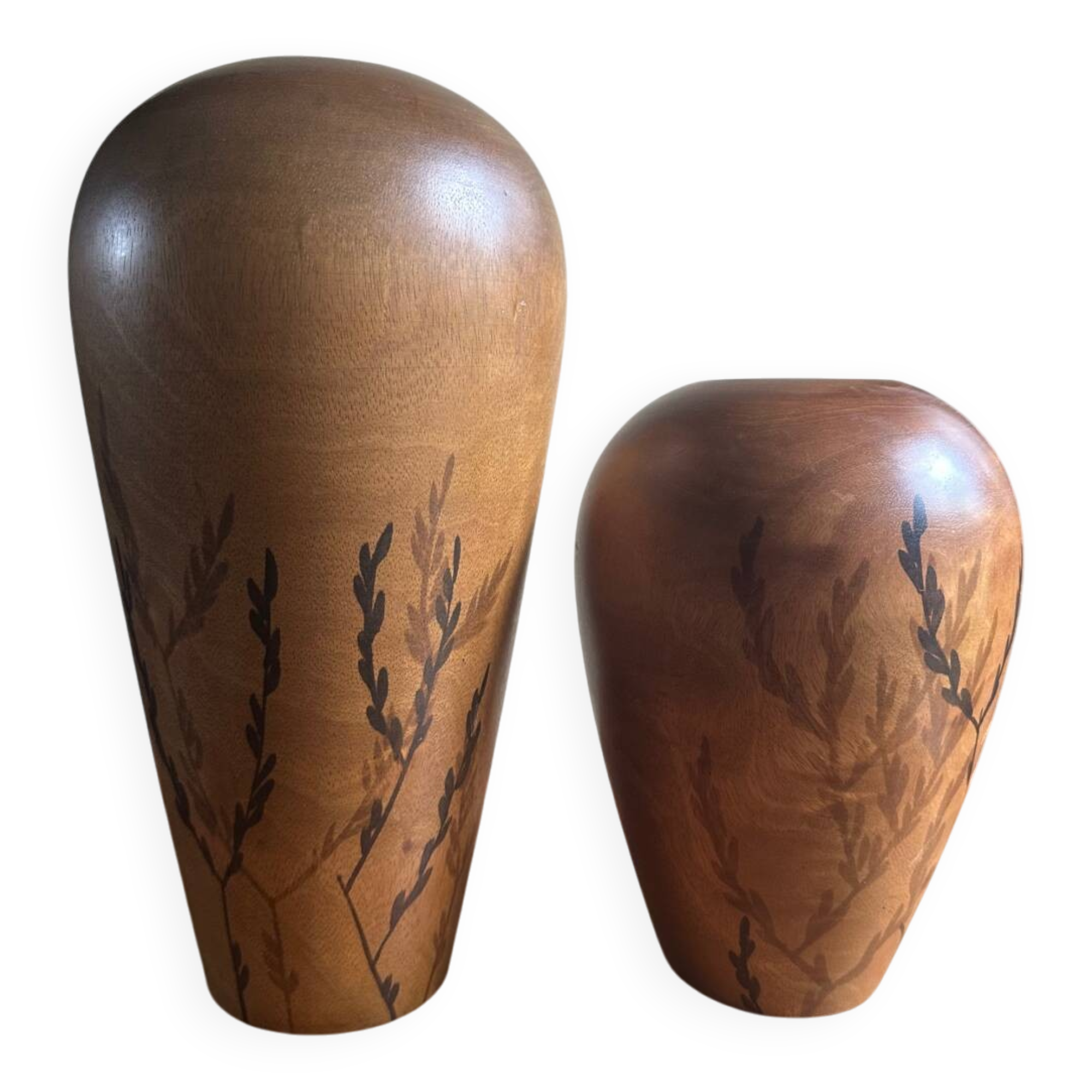 Pair of wooden vases